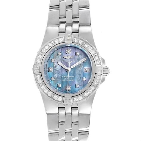 breitling a71430 diamond bezel blue mother of pearl|Breitling Stainless Steel A71340 .